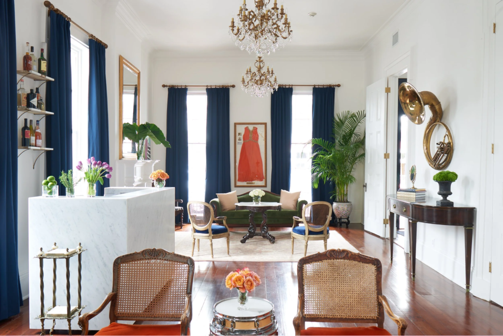 Historic townhouse interior with period furnishings