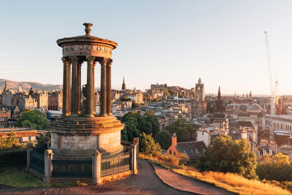 Calton Hill view over Edinburgh skyline