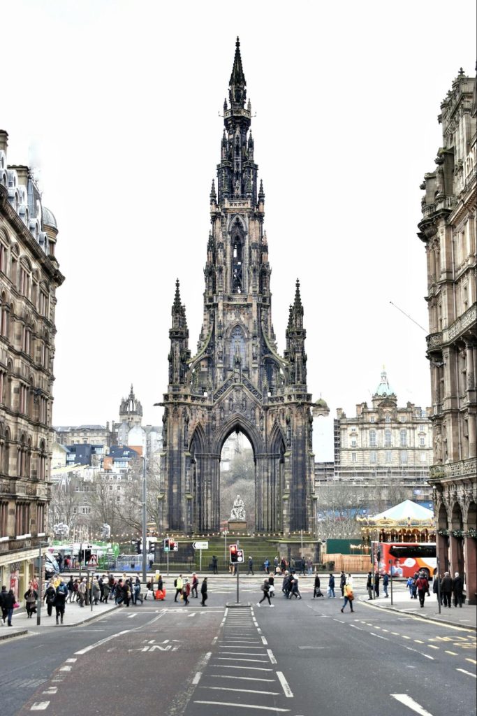 Scott Monument in central Edinburgh New Town