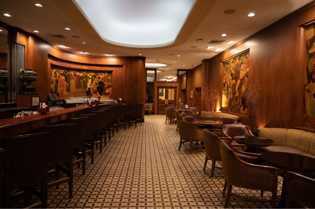 Historic hotel bar with preserved early 20th-century interiors