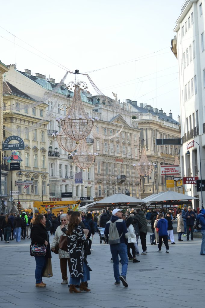 Busy shopping street in central Vienna