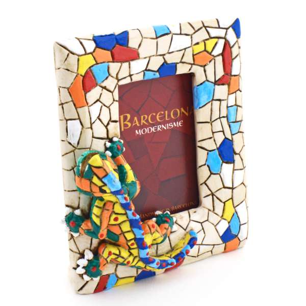 Handmade Gaudí-style mosaic photo frame from Barcelona