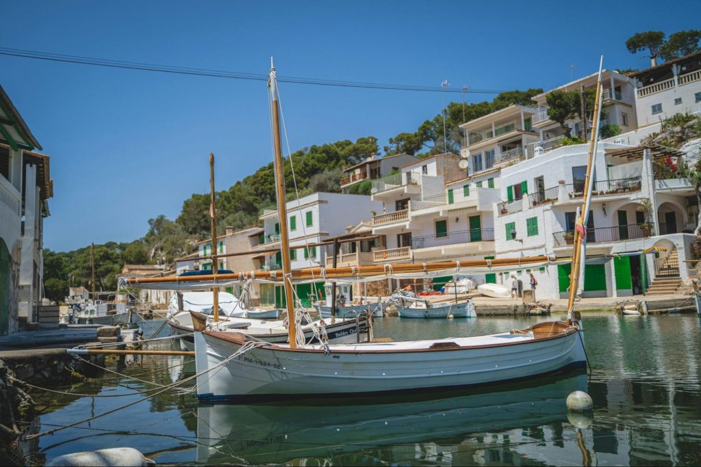 Traditional boats in a Spanish coastal village harbor