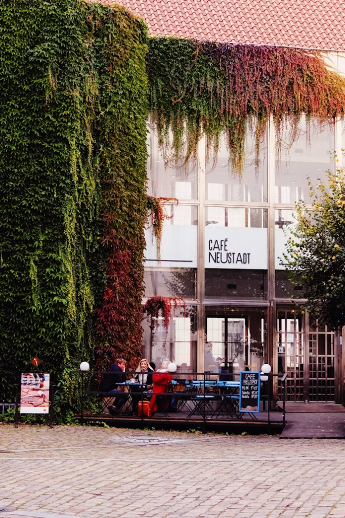 Outdoor seating at a small Prague café