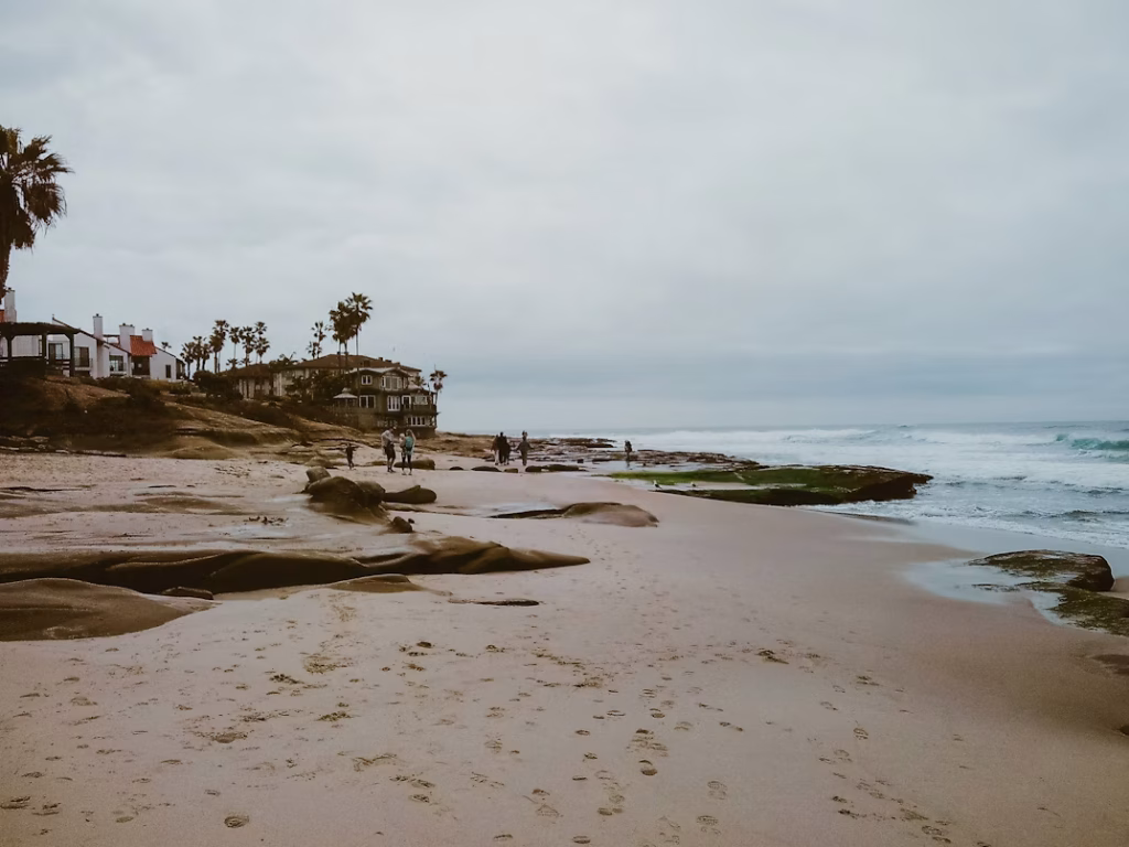 Cloudy winter beach along the San Diego coast