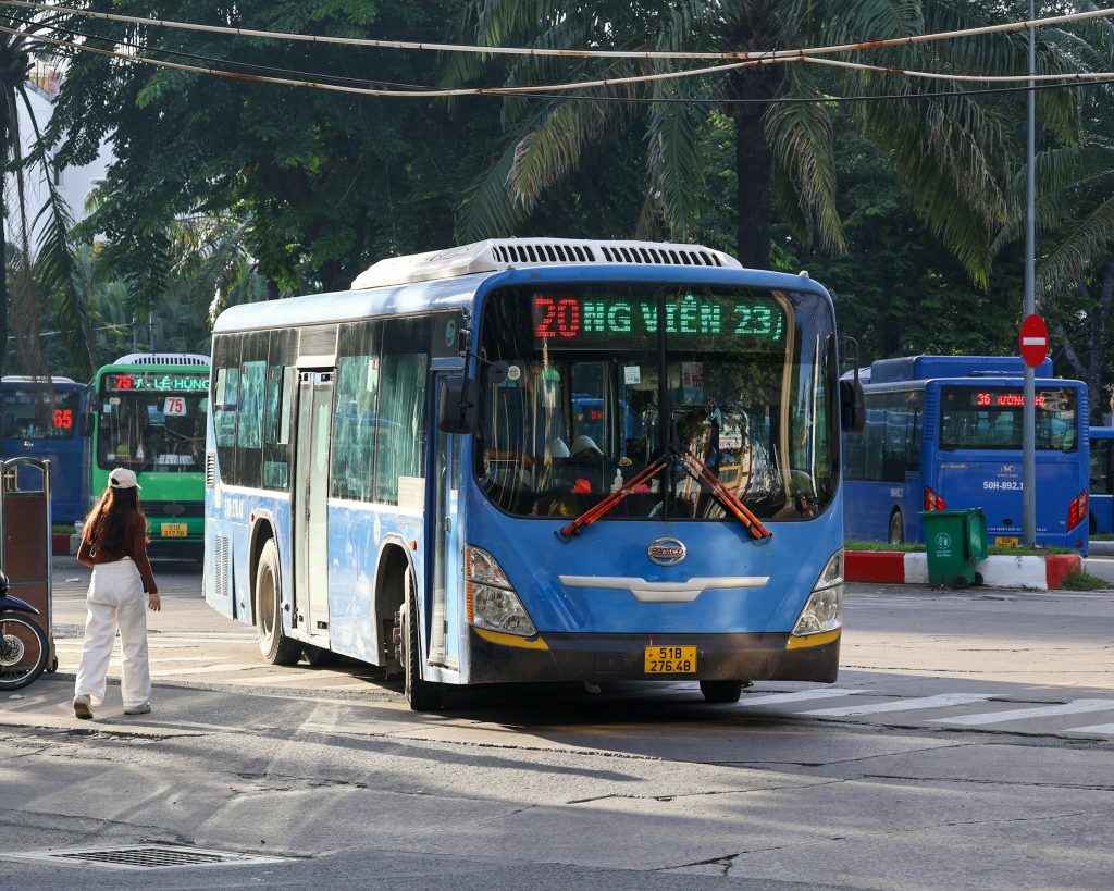 City bus in Ho Chi Minh City, Vietnam, showing a route display on the front